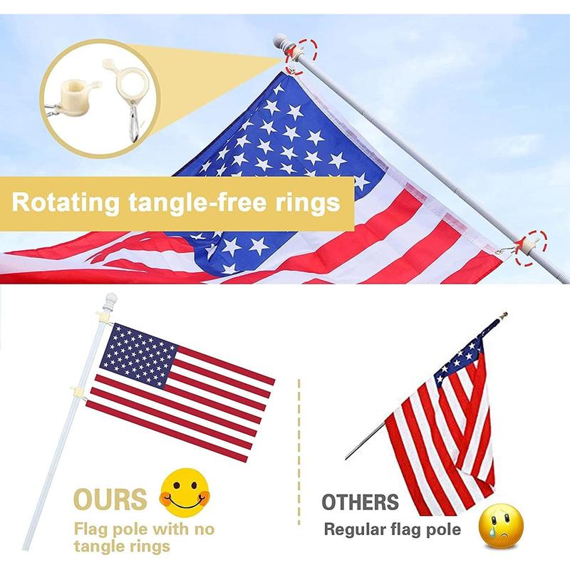 Barcetine 5ft Stainless Steel Flag Pole for House, Tangle Free Design with Two-Position Bracket, White, for 3x5 American Flag, Outdoor Use