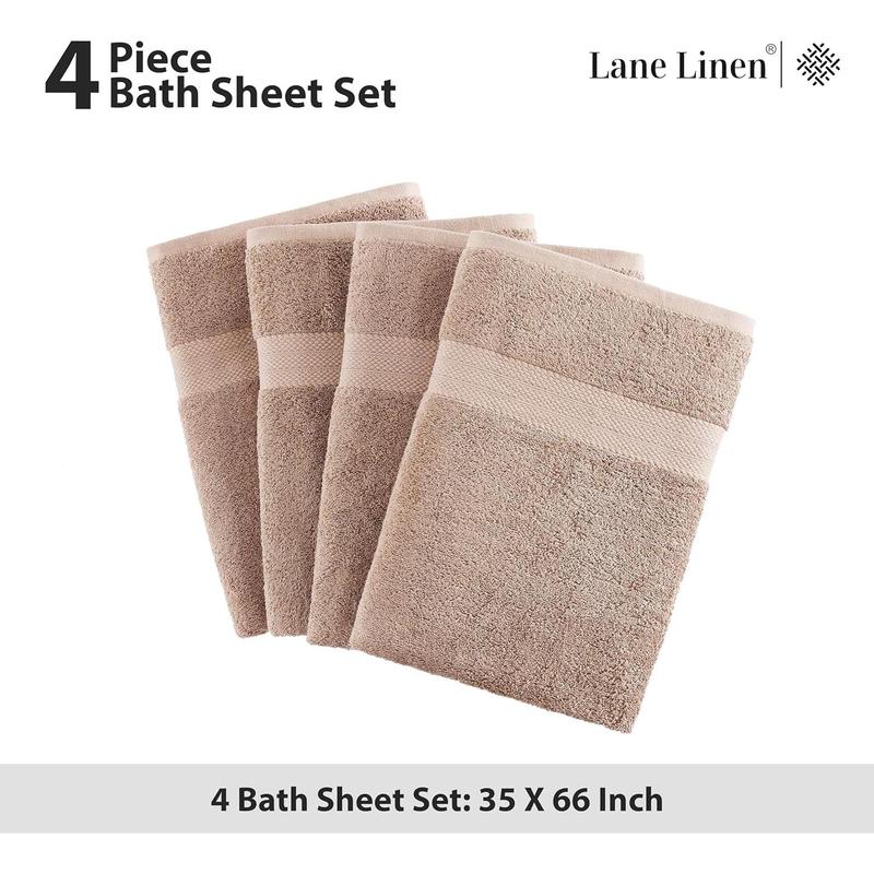 100% Cotton Extra Large Bath Towels- 4 Pack Bath Towel Set, Hotel Collection Large Towels for Bathroom, Spa Quality Bath Towels Extra Large, bath sheets towels for adults - 35x66 Taupe