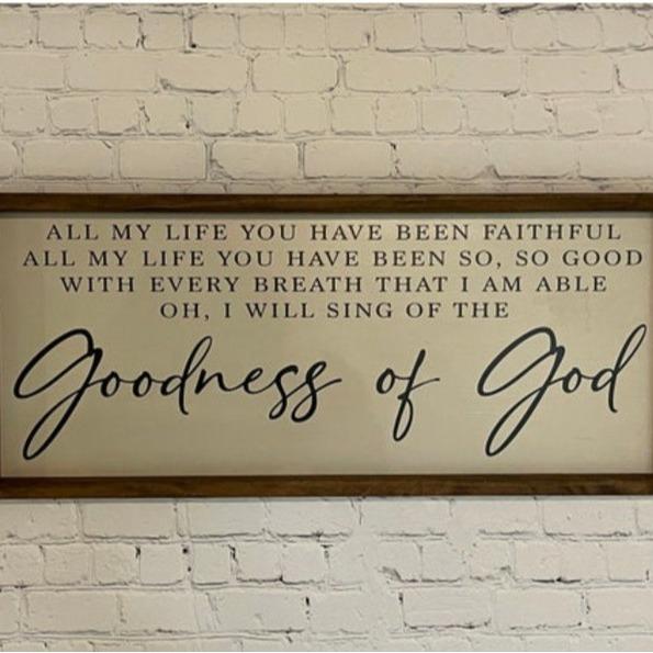 Christian Wall Decor - Goodness of God Song Sign - Song Lyrics Wall Art - Music Lyrics - Faith Wall Art - Christian Wall Art Unframe