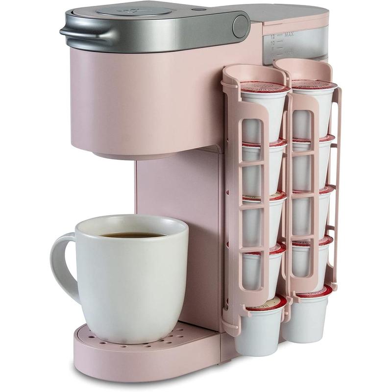 Coffee Pod Holder for  K-cup, Side Mount K Cup Storage,  for Small Counters (2 Rows For 10 K Cups, PINK)