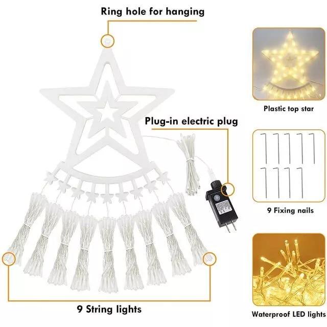 Outdoor Christmas Decoration Lights, 8 Modes & 350 LED Christmas String Lights Waterfall Fairy Tree Lights Christmas Indoor Outdoor Holiday Lighting Decorations, Warm White Ornaments