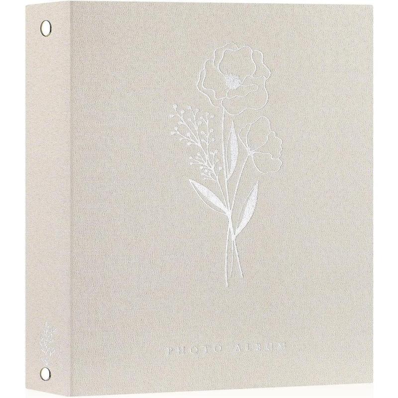 8 x 10in Photo Album Scrapbook with Sleeves that Holds 52 Vertical , Linen Hard Cover Archival Top Load Pocket Photo Book (Beige)