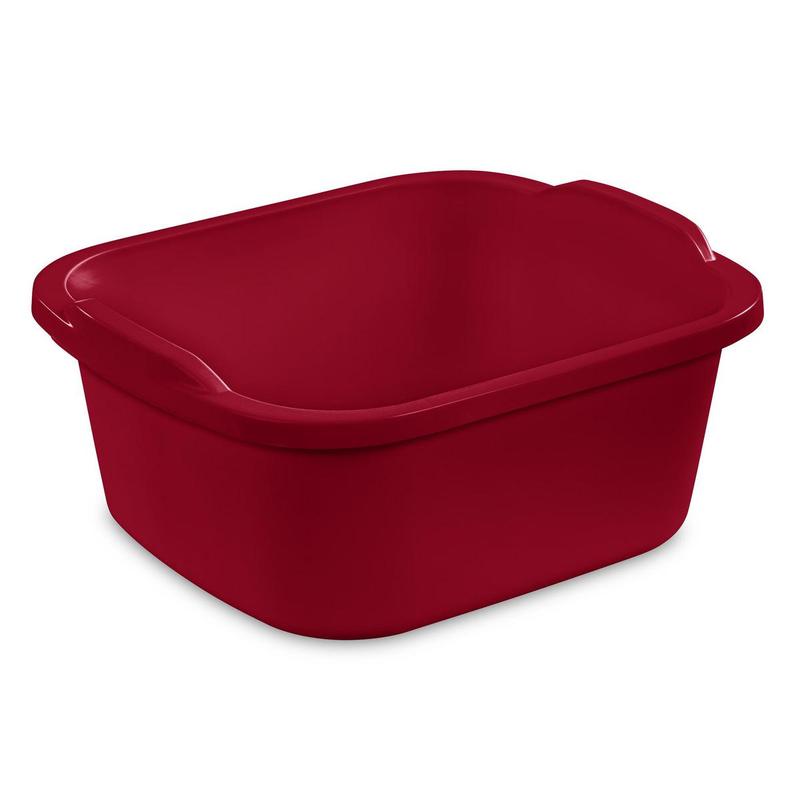 Tribello Plastic Wash Tub Dishpan Basin and Foot Bath for Soaking Feet, Laundry Hand Wash Bucket, Dish Pans for Washing and Storage Cleaning Supplies - 12 Quarts - Heavy Duty - Made in USA (Red)