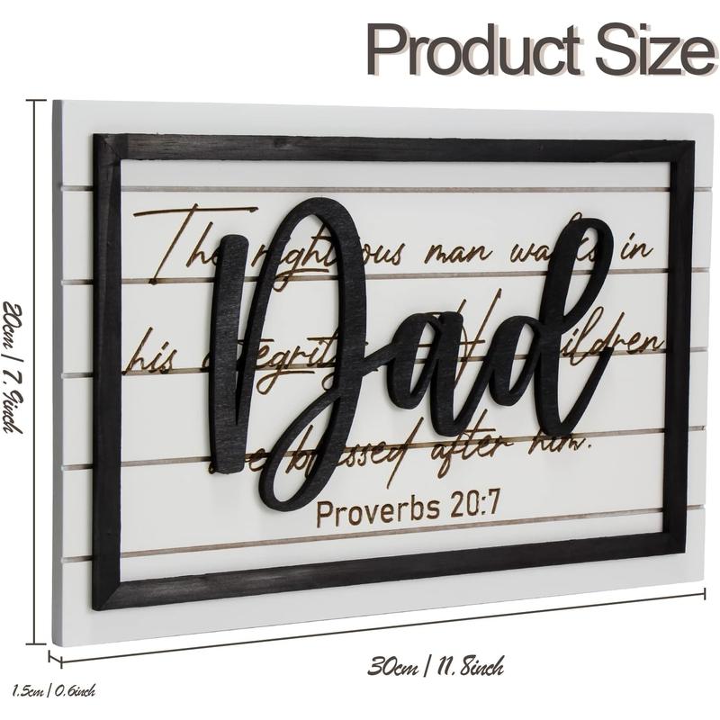 Dad Gifts from Daughter Son - Birthday Gifts for Dad, Christmas Gifts, Christian Gifts for Father, Religious Gifts for Men, Wooden Decorative Sign Plaque, Proverbs 20:7