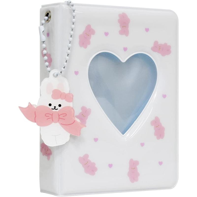 Photocard Binder 3 Inch Kpop Album Kpop Photocard Holder Book Mini Photo Album Kpop Album with Pendant for Collecting Picture, 40 Pockets (White)