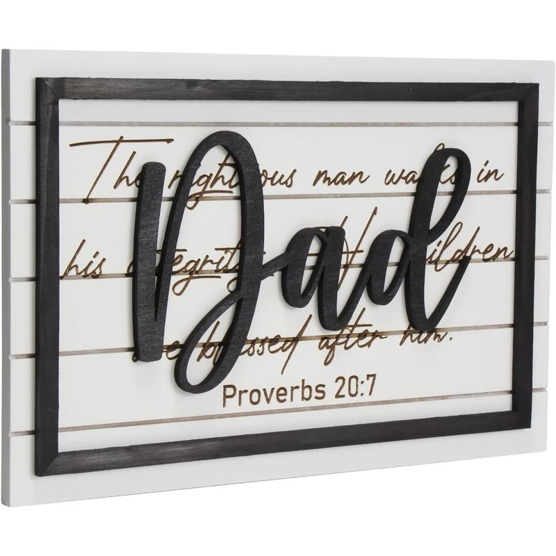 Dad Gifts from Daughter Son - Birthday Gifts for Dad, Christmas Gifts, Christian Gifts for Father, Religious Gifts for Men, Wooden Decorative Sign Plaque, Proverbs 20:7