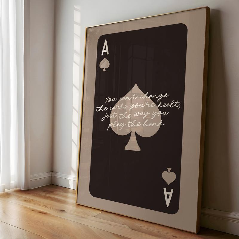 Ace Of Spades Print Trendy Dark Brown Aesthetic Spades Playing Card Poster Retro Bar Cart Art Decor Preppy Neutral Boho Apartment Decor