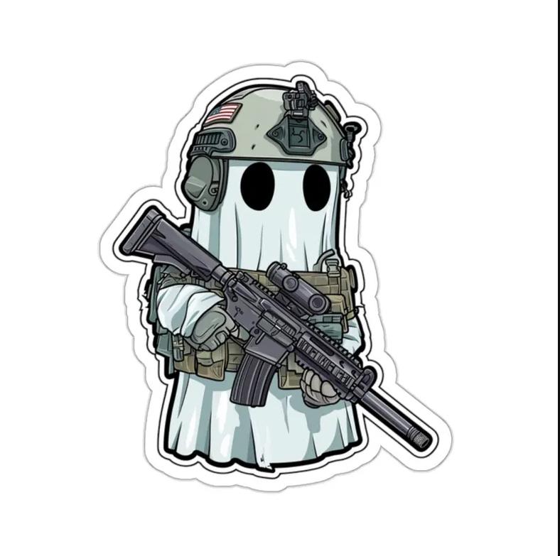 Tactical Ghost Sticker, Gun Sticker, Tactical Ghost Decal, Tactical Sticker, funny military sticker, tactical humor sticker, Vinyl Decal, Decorative Decor Brush