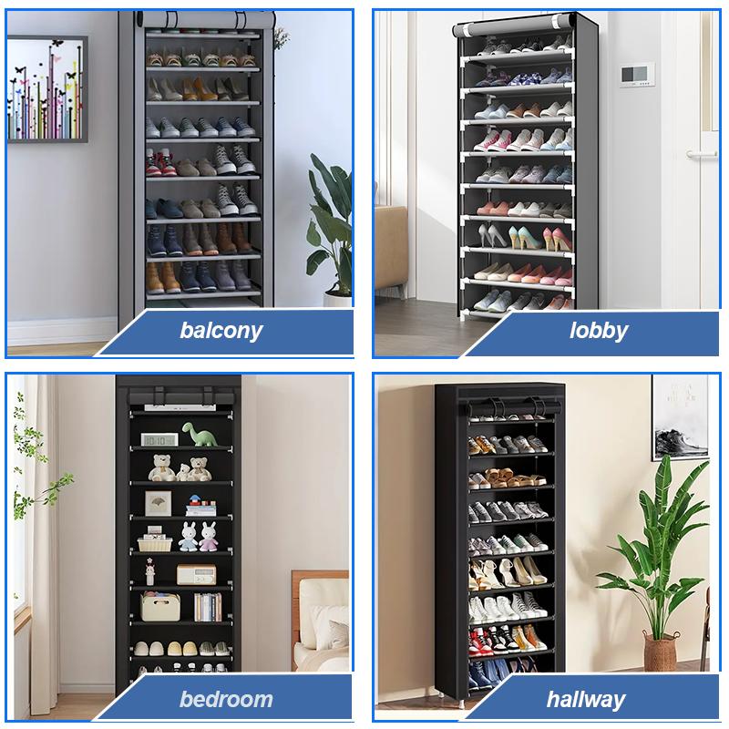 9-Tier Shoe Rack Organizer – Portable Shoe Shelf with Non-Woven Fabric Cover, Holds 20-22 Pairs, for Closet, Hallway, Bedroom, Entryway