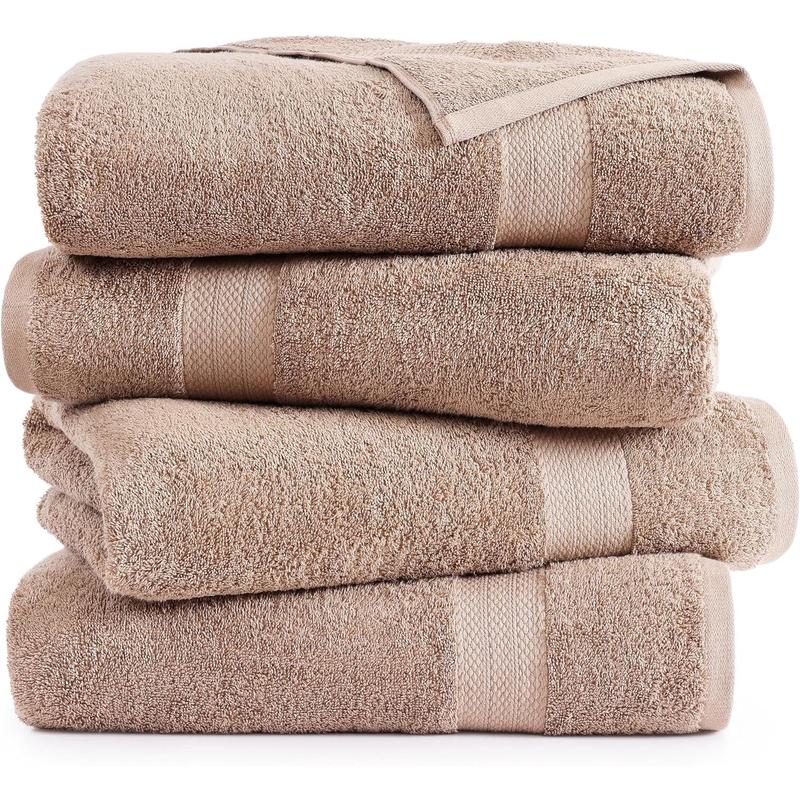 100% Cotton Extra Large Bath Towels- 4 Pack Bath Towel Set, Hotel Collection Large Towels for Bathroom, Spa Quality Bath Towels Extra Large, bath sheets towels for adults - 35x66 Taupe