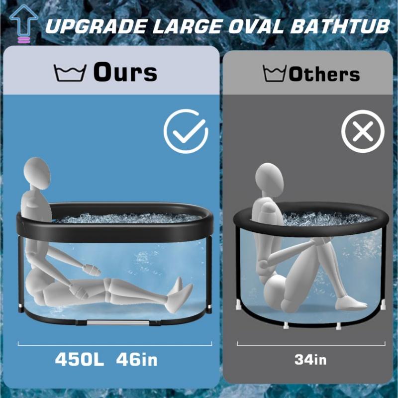 Upgrade XL 129 Gal Large Oval Ice Bath Tub for Athletes,Multiple Layered Portable Outdoor Cold Plunge Tub for Recovery,Cold Plunge for Family-Foldable Ice Baths for Home,Gyms,Indoor use