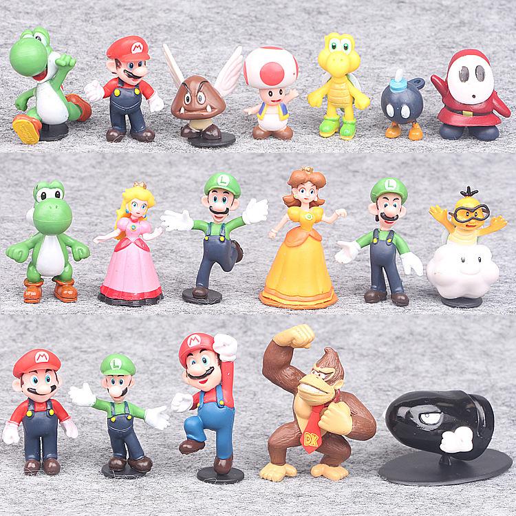 18 Packs Mario Toys Bros Figures Toy Set Super Mary Princess, Turtle, Mushroom, Orangutan,Birthday Cake Decorations Party Supplies（ 2 Inch ）