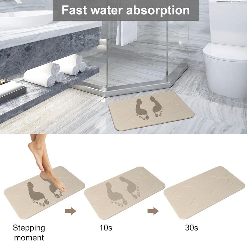 2 Pack Diatomaceous Earth Shower Mat, Stone Bath Mat, Nonslip Super Absorbent Fast-Drying Hard Bath Mat for Bathroom Shower Floor, 23.62 x 15.35 inch, Grey and White Pattern