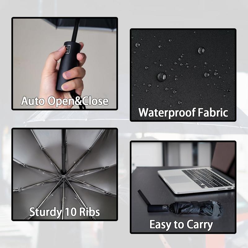 Automatic Travel Umbrella Windproof Lightweight Strong Compact UV Protection Rain  8Ribs Collapsible Backpack Umbrella Suit For Adult