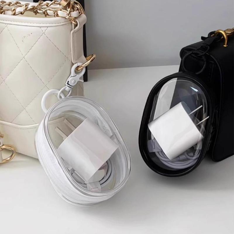 Transparent Mini Charger Data Cable Storage Bag, 2 Counts set Waterproof Portable Storage Bag, for Storing Cables, Chargers, Headphones, Jewelry