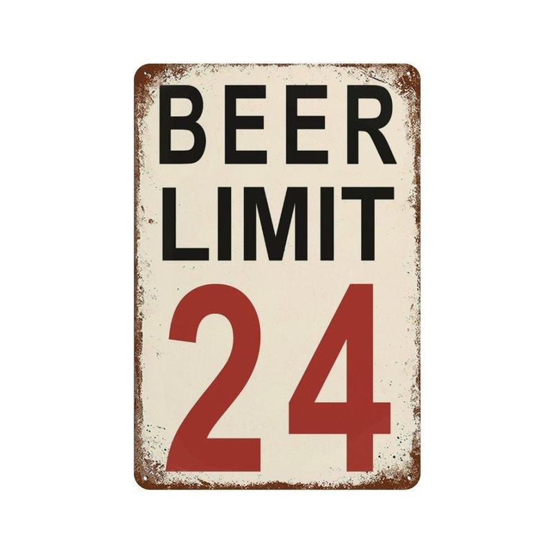 Beer Limit 24 Wall Art Sign, Vintage Iron Beer Themed Sign Wall Ornament, Home Kitchen Bar Shop Party Decor