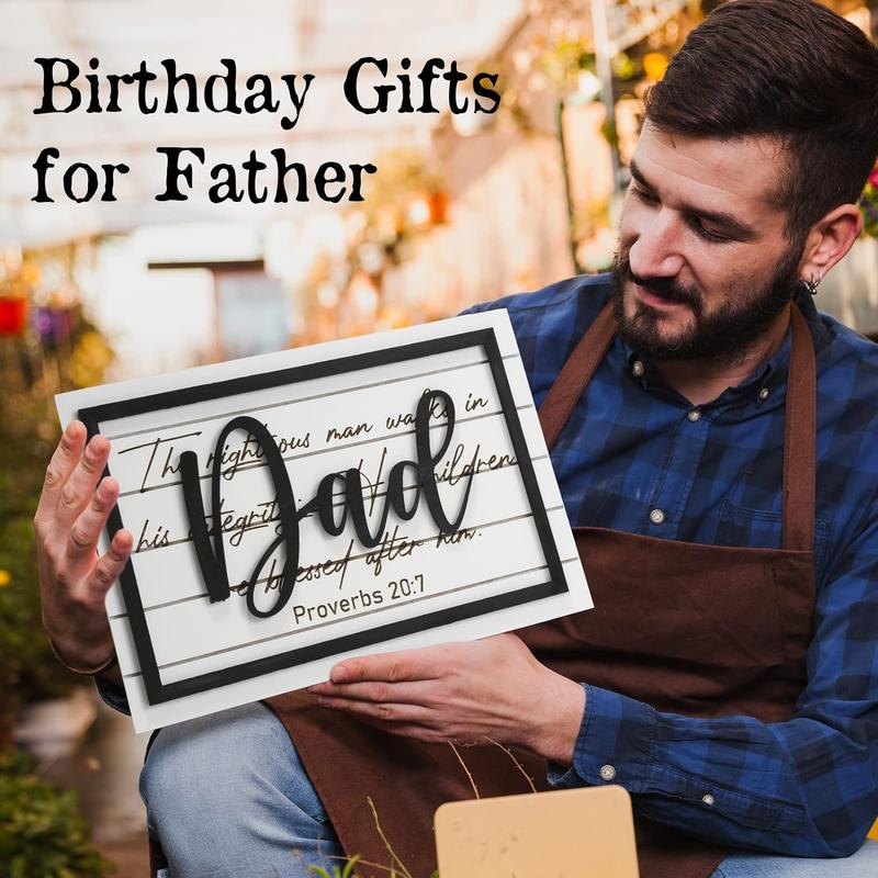 Dad Gifts from Daughter Son - Birthday Gifts for Dad, Christmas Gifts, Christian Gifts for Father, Religious Gifts for Men, Wooden Decorative Sign Plaque, Proverbs 20:7