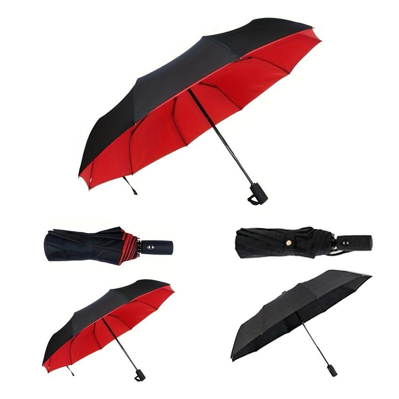 Windproof Double Layer Umbrella, 1 Count 10 Ribs Anti-slip Grip Handle Automatic Umbrellas For Music Festival, Unisex Business Large Umbrella for Sunny and Rainy Days