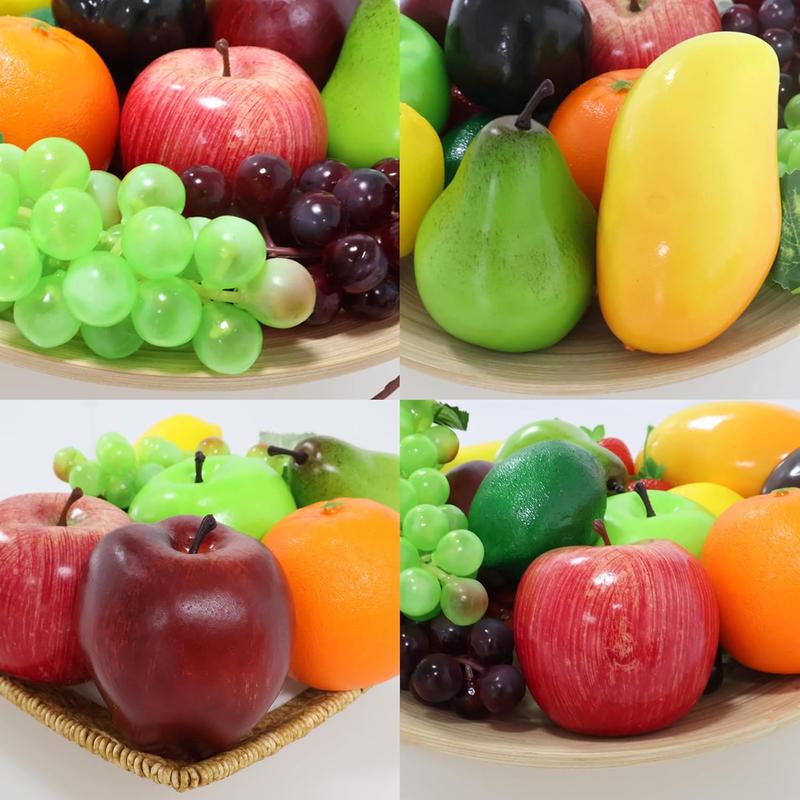 20 Pcs Fake Fruit Pack, Artificial Fruit for Decoration Party, Realistic Fake Fruits Table Centrepieces Decoration Home Kitchen, Lifelike Faux Fruits Apple Bananas