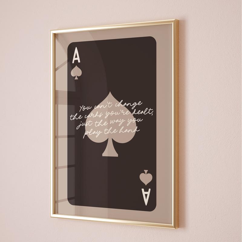 Ace Of Spades Print Trendy Dark Brown Aesthetic Spades Playing Card Poster Retro Bar Cart Art Decor Preppy Neutral Boho Apartment Decor