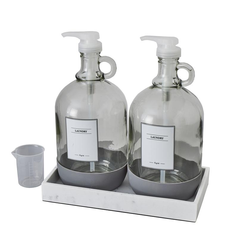 Glass & Resin Laundry Detergent Dispenser Set,128 Fluid oz, 4Pc