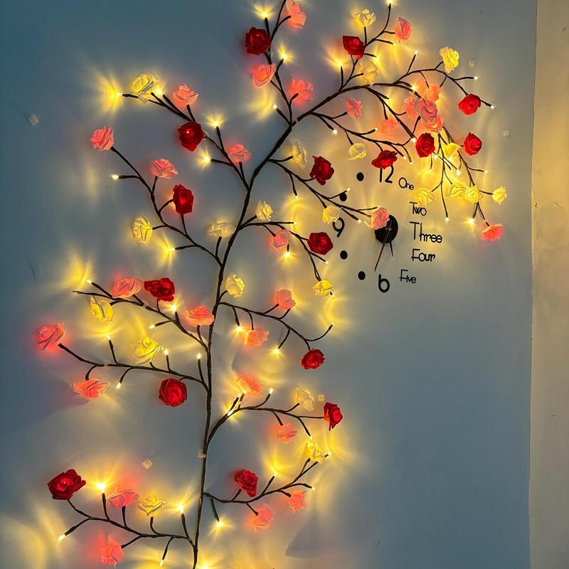 Christmas 144 LED Rose Tree Shaped Light, 1 Count USB Powered LED Light String, Decorative Light Room Decor for Home Party Wedding Festival, Party Decor