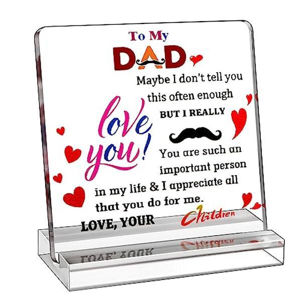 Dad Birthday Gift - Engraved Acrylic Plaque Gifts for Dad - Cool Dad Presents from Daughter, Son, Wife- Heartwarming Men Birthday Gift Father's Day Gifts