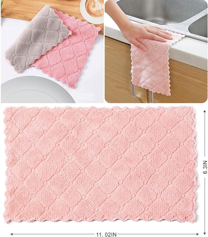 12 Pack Kitchen Towels Quick Dry Washcloths, Coral Velvet Dishtowels Multipurpose Reusable Dish Cloths, Soft Tea Towels Absorbent Cleaning Cloths Double-Sided Microfiber Towel Lint Free Cleaning Rags.