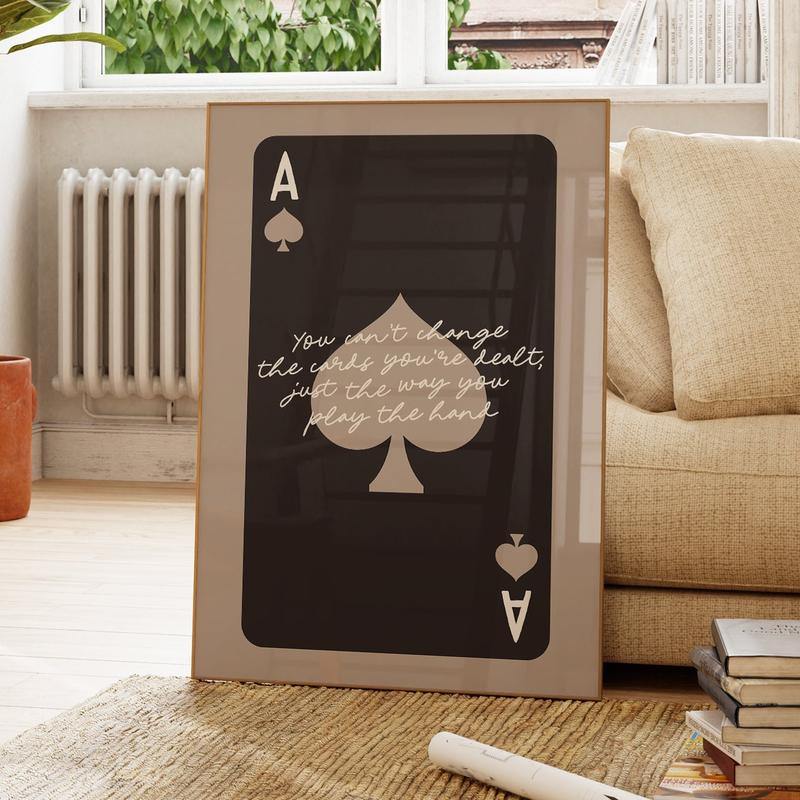 Ace Of Spades Print Trendy Dark Brown Aesthetic Spades Playing Card Poster Retro Bar Cart Art Decor Preppy Neutral Boho Apartment Decor