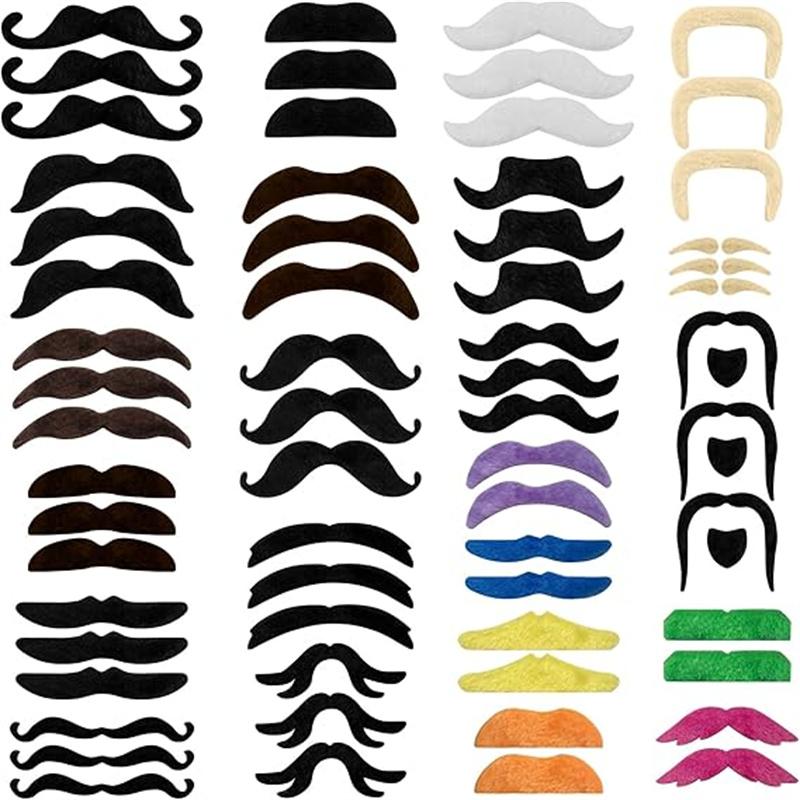 [Fake Mustache] False Mustaches Self Adhesive Novelty Mustaches Fake Beard Face Mustaches Christmas Halloween Party Supplies