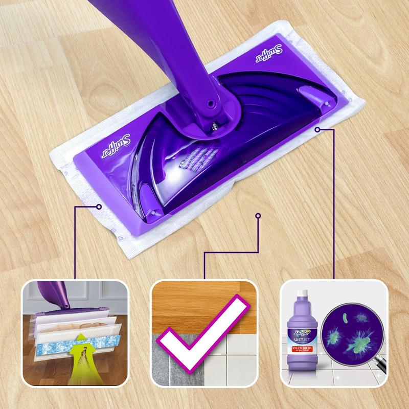 Swiffer WetJet Wood Starter Kit (1 Mop, 5 Pads, 1 Cleaning Solution)