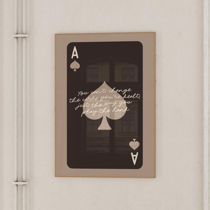 Ace Of Spades Print Trendy Dark Brown Aesthetic Spades Playing Card Poster Retro Bar Cart Art Decor Preppy Neutral Boho Apartment Decor