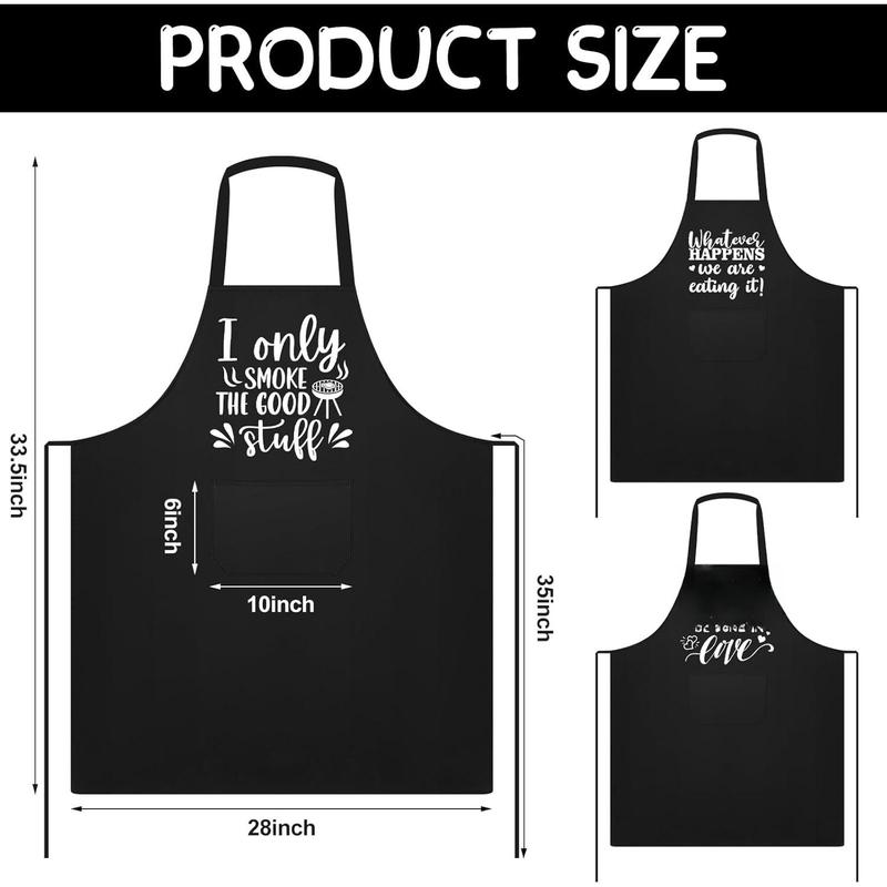 Set of 3 Funny Kitchen Apron for Men Black  Chef Apron with Funny Sayings Pocket Aprons for Christmas Men