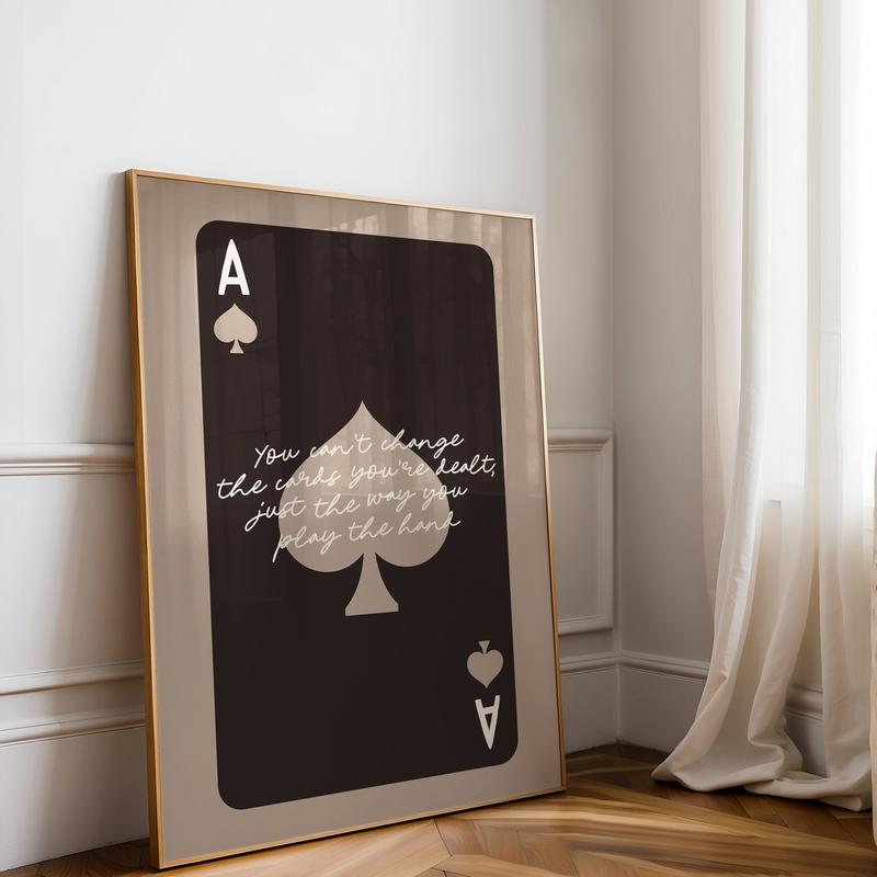 Ace Of Spades Print Trendy Dark Brown Aesthetic Spades Playing Card Poster Retro Bar Cart Art Decor Preppy Neutral Boho Apartment Decor