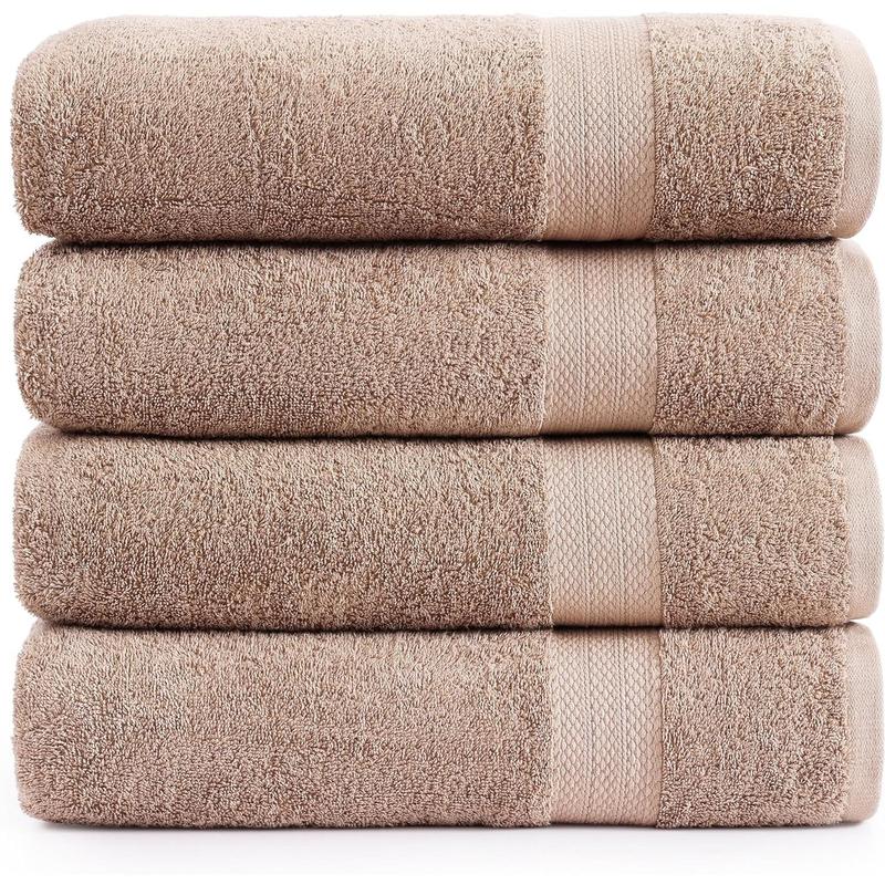 100% Cotton Extra Large Bath Towels- 4 Pack Bath Towel Set, Hotel Collection Large Towels for Bathroom, Spa Quality Bath Towels Extra Large, bath sheets towels for adults - 35x66 Taupe