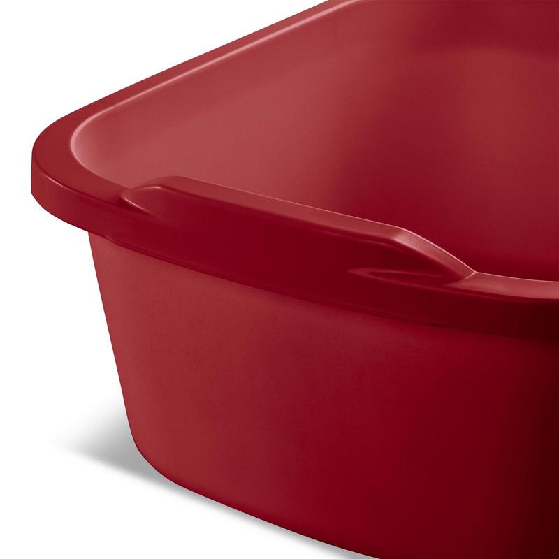 Tribello Plastic Wash Tub Dishpan Basin and Foot Bath for Soaking Feet, Laundry Hand Wash Bucket, Dish Pans for Washing and Storage Cleaning Supplies - 12 Quarts - Heavy Duty - Made in USA (Red)