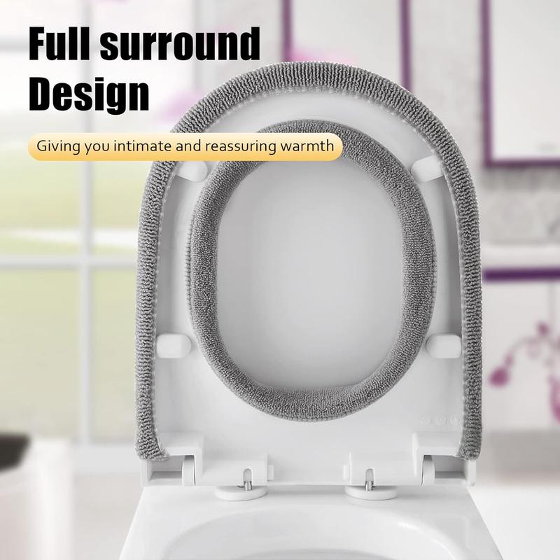 5 Pack Thicker Bathroom Toilet Seat Cover Pads- Soft Warmer Toilet Seat Cushion Cover Stretchable Washable Fiber Cloth, Easy Installation Comfortable Toilet Lid Seat Cover(Pumpkin Modelling)