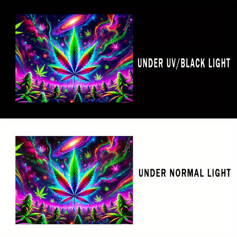 UV-Reactive Leaf Design Tapestry - Easy Hang, Fluorescent Polyester Wall Art for Home & Outdoor Parties, Aesthetic Bedroom & Living Room Decor, 59.06x78.74 inches