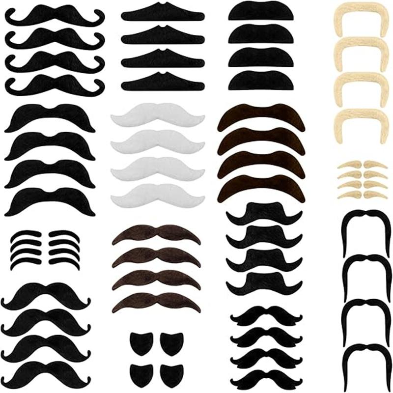 [Fake Mustache] False Mustaches Self Adhesive Novelty Mustaches Fake Beard Face Mustaches Christmas Halloween Party Supplies