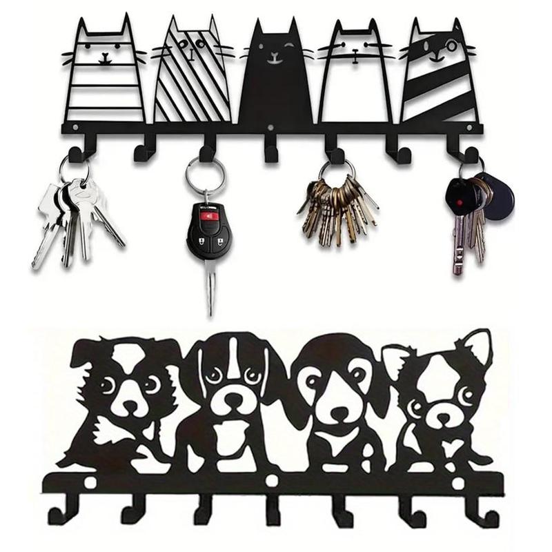 Cat Or Dog Design Wall Mounted Key Holder, 1 Count Creative Iron Key Storage Rack, Home Organizer for Living Room, Kitchen, Bedroom, Bathroom