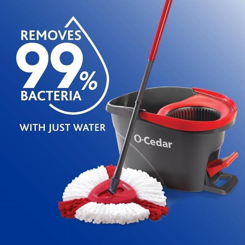 O-Cedar EasyWring Spin Mop & Bucket System +2 Power Refills with 2 Lavender Cleaning PACS (Variety Pack)