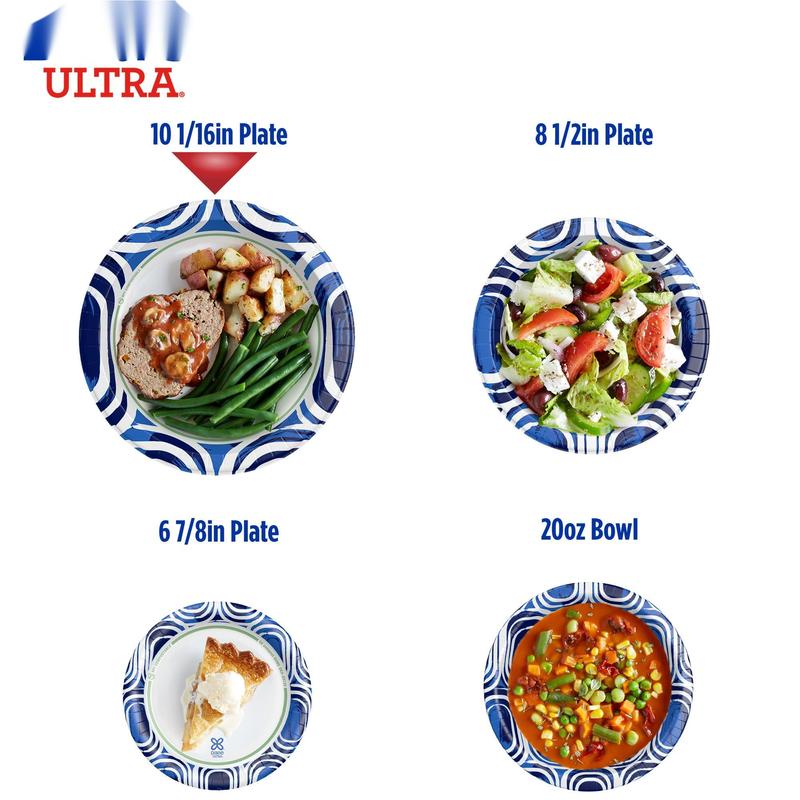 Ultra, Large Paper Plates, 10 Inch, 44 Count, 3X Stronger*, Heavy Duty, Microwave-Safe, Soak-Proof, Cut Resistant, Disposable Plates For Heavy, Messy Meals