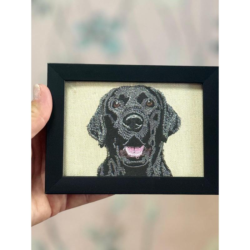 Black Labrador Retreiver Machine Embroidered and Framed!  Other Breeds and Designs Available!