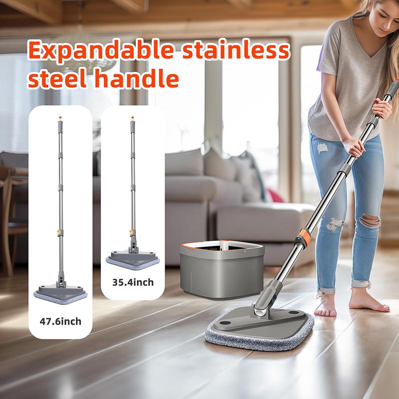 Spin Mop & Bucket Set 2Pcs with Self-Separating Dirty Water & Clean Water System, Self-Drying 360° Spin Square Mop Head for Hardwood Tile Marble Floors,Cleaning Mop after the party,adjustable hand tool,Mother's Day Gift,Free shipping!!