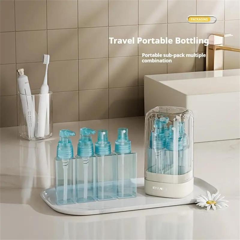 Travel Bottle Set, 4 Counts Portable Refillable Bottle with Holder Case, Multifunctional Cosmetic Container for Liquid, Cream, Spray