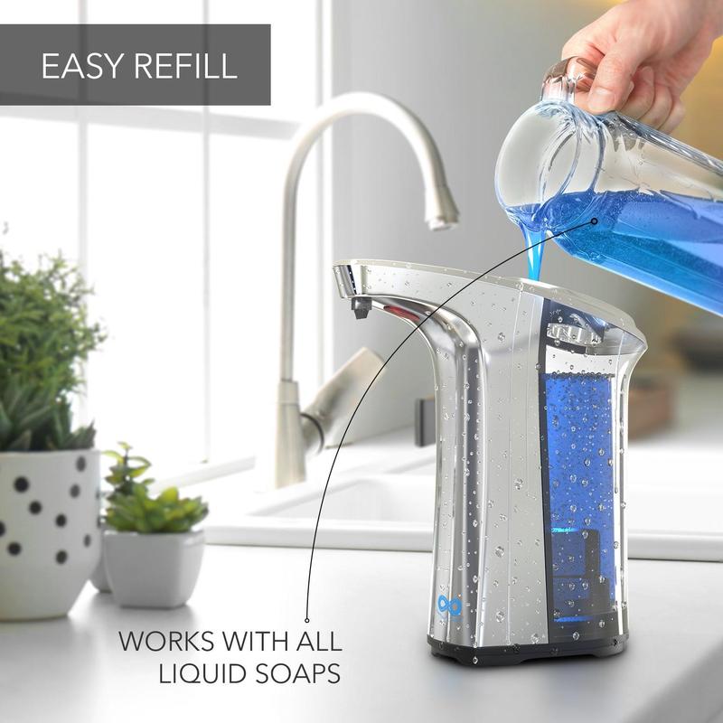 Touchless Automatic Soap Dispenser, Large Capacity 500ml Tank, Adjustable Soap Output Levels, LED Indicator Light, Rubber Base for Stability. Everlasting Comfort Hand Bottles  Pump