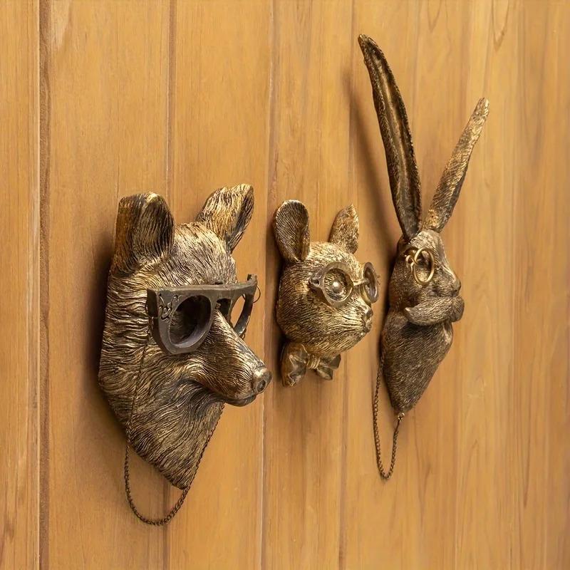 Large small Sizes Decor Wall Art Decor Deer Head Wall Hanging Home Decor Bronzed Resin Animal Hanging Sculpture Animal Head