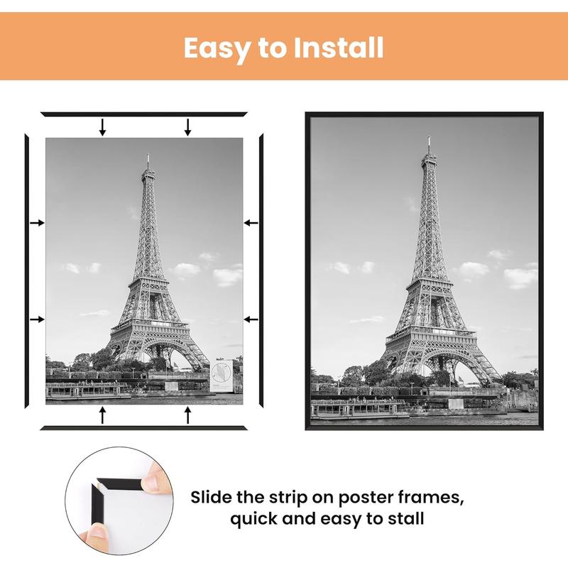 Upsimples 12X16 Frame Black 3 Pack, Picture Frames 12 X 16 for Horizontal or Vertical Wall Mounting - Slide-In Photo Frame Strips, Scratch-Proof Wall Gallery Poster Frame No Brand