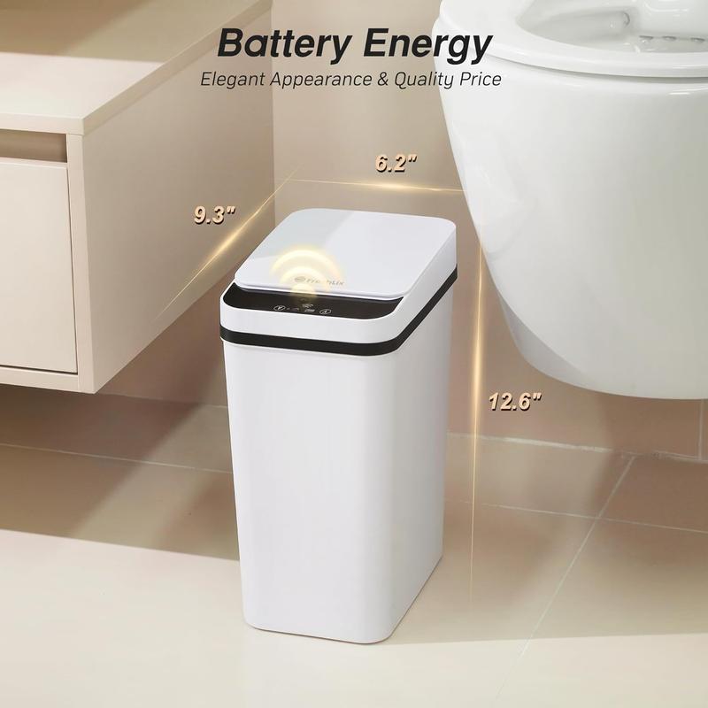 Bathroom Garbage Can with Lid, 2.6 Gallon Diaper Trash Can, Automatic Trash Cans Touchless, Slim   Trash Can for Bedroom, Bathroom, Office, Living Room, Toilet, RV