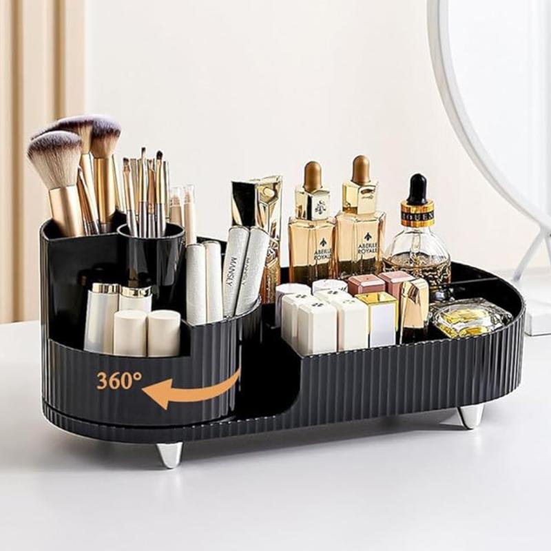 360 Rotating Plastic Makeup Brush Holder Large Cosmetic Skincare Organizer for Lotion Lipstick and Cream Makeup Organizer, Multi-functional organizer Boxes